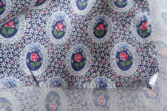 Vintage Rose Locket Cotton Poplin Fabric - 2.84 yd
