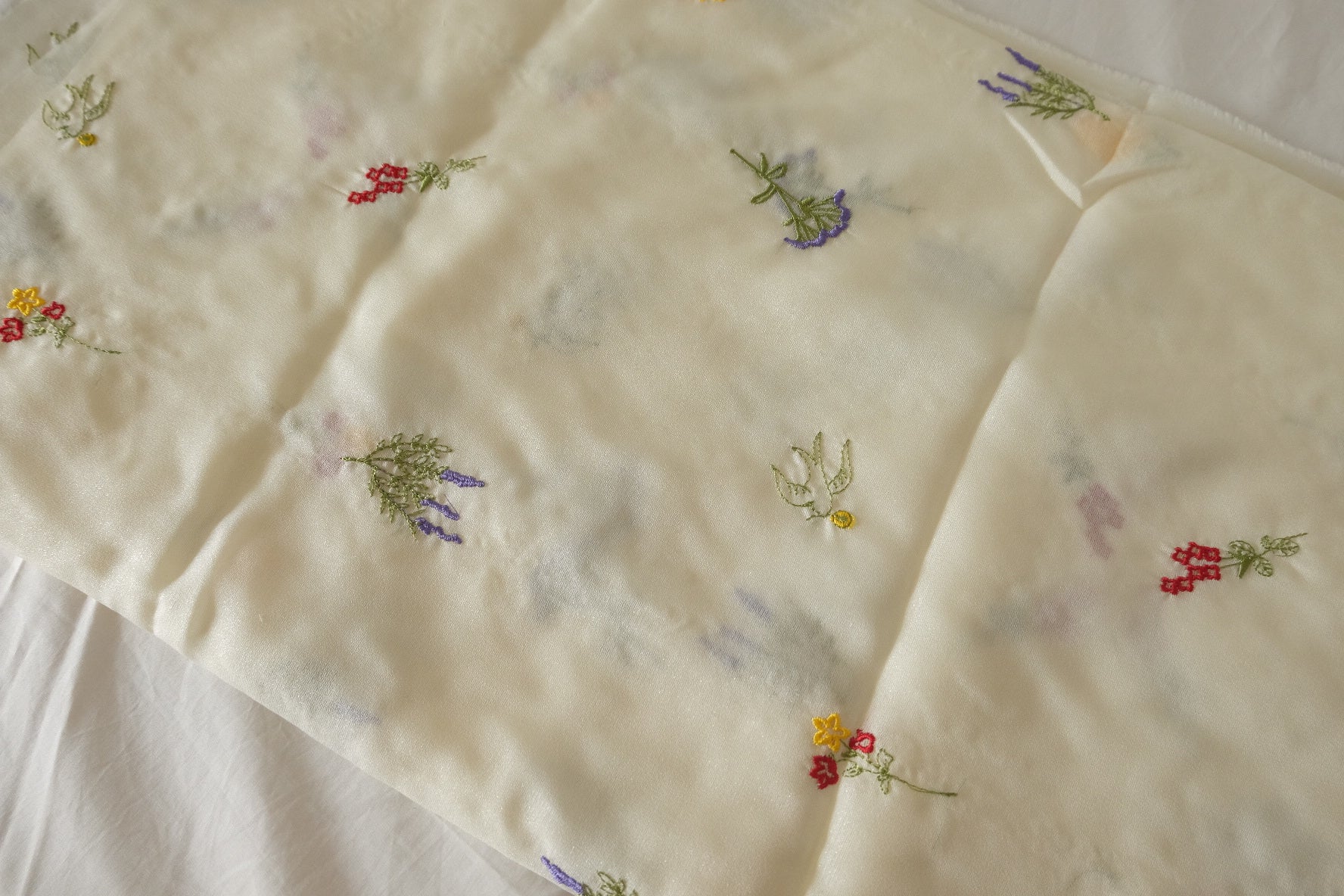 Ivory Embroidered Tencel Fabric – 1.64 yd