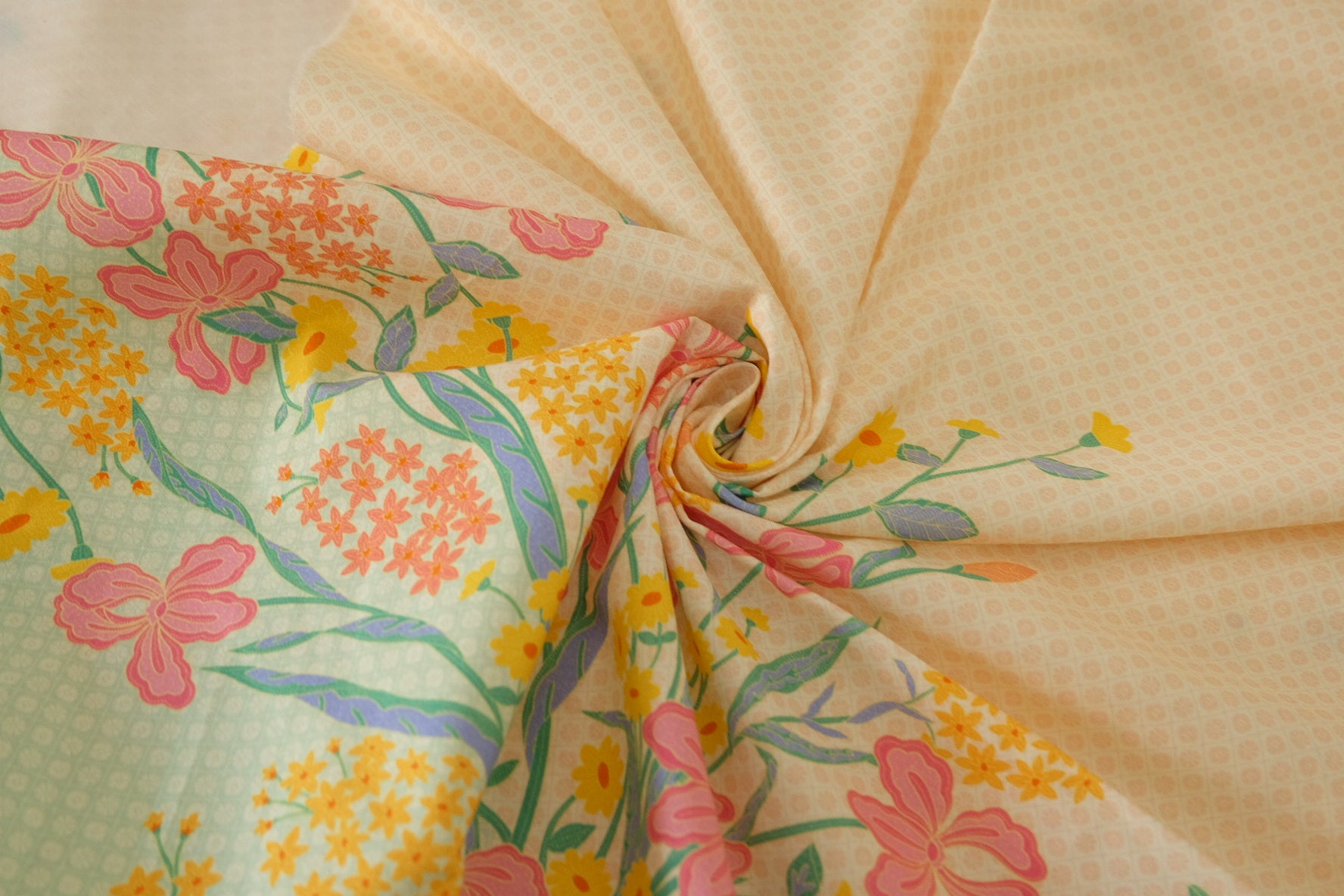 Pastel Garden Floral Cotton Poplin Fabric – 2.2 yd
