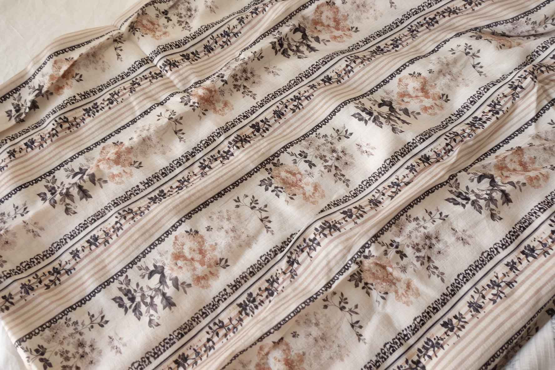Vintage Floral Stripe Tencel Fabric – 3.3 yd