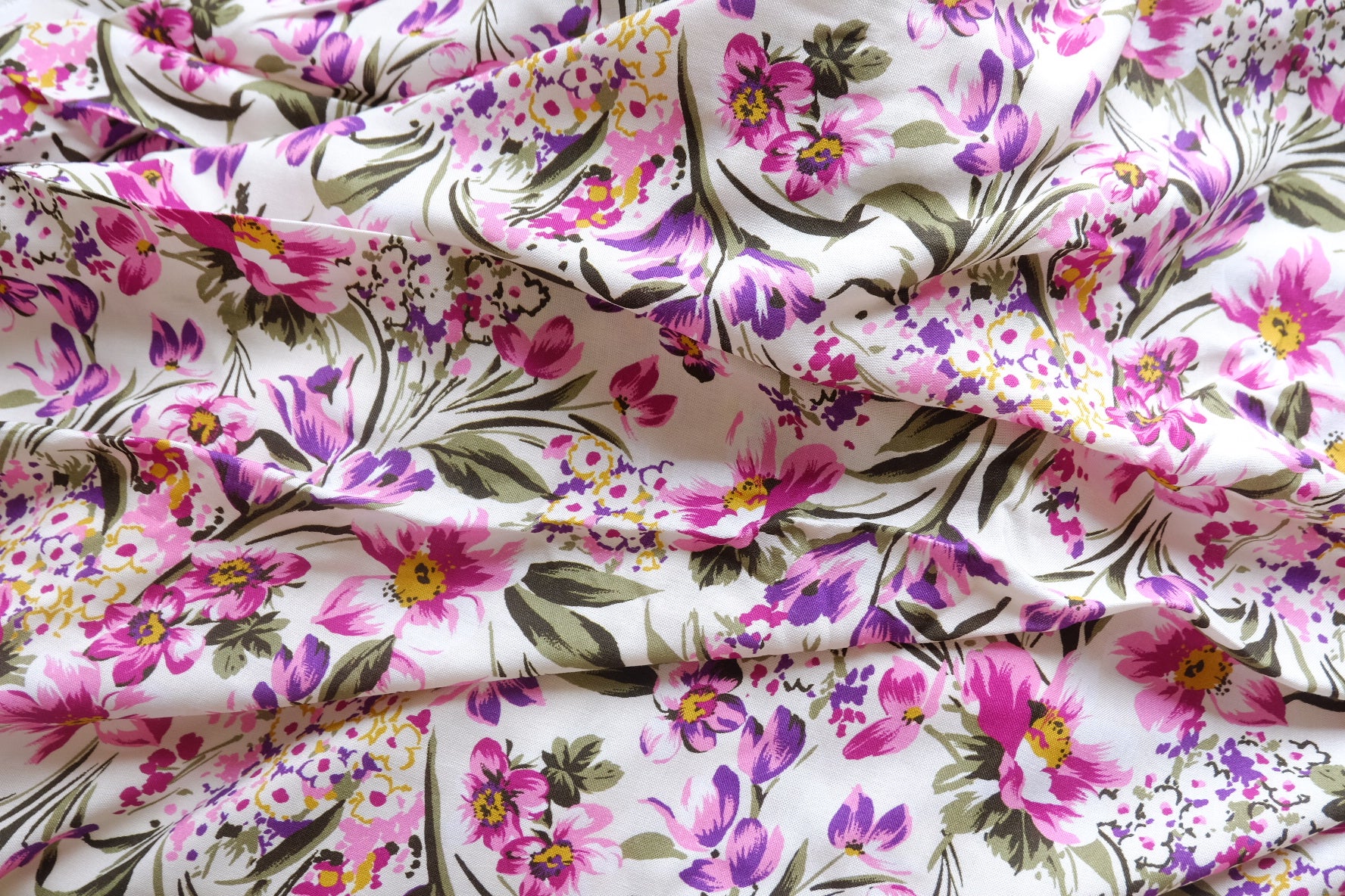Pink Garden Viscose Challis – 3.3 yd