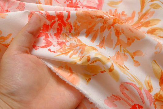 Peach Blossom Cotton Poplin Fabric, Crisp Summer Dress Weight, 3.28 Yards