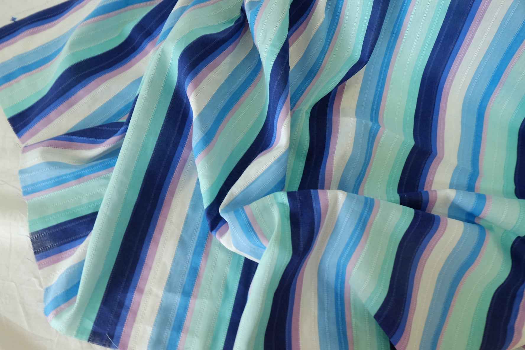 Blue Green Jacquard Stripe Cotton Fabric – 1.6 yd