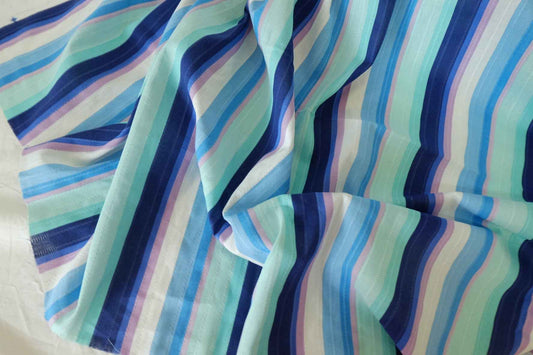Blue Green Jacquard Stripe Cotton Fabric – 1.6 yd