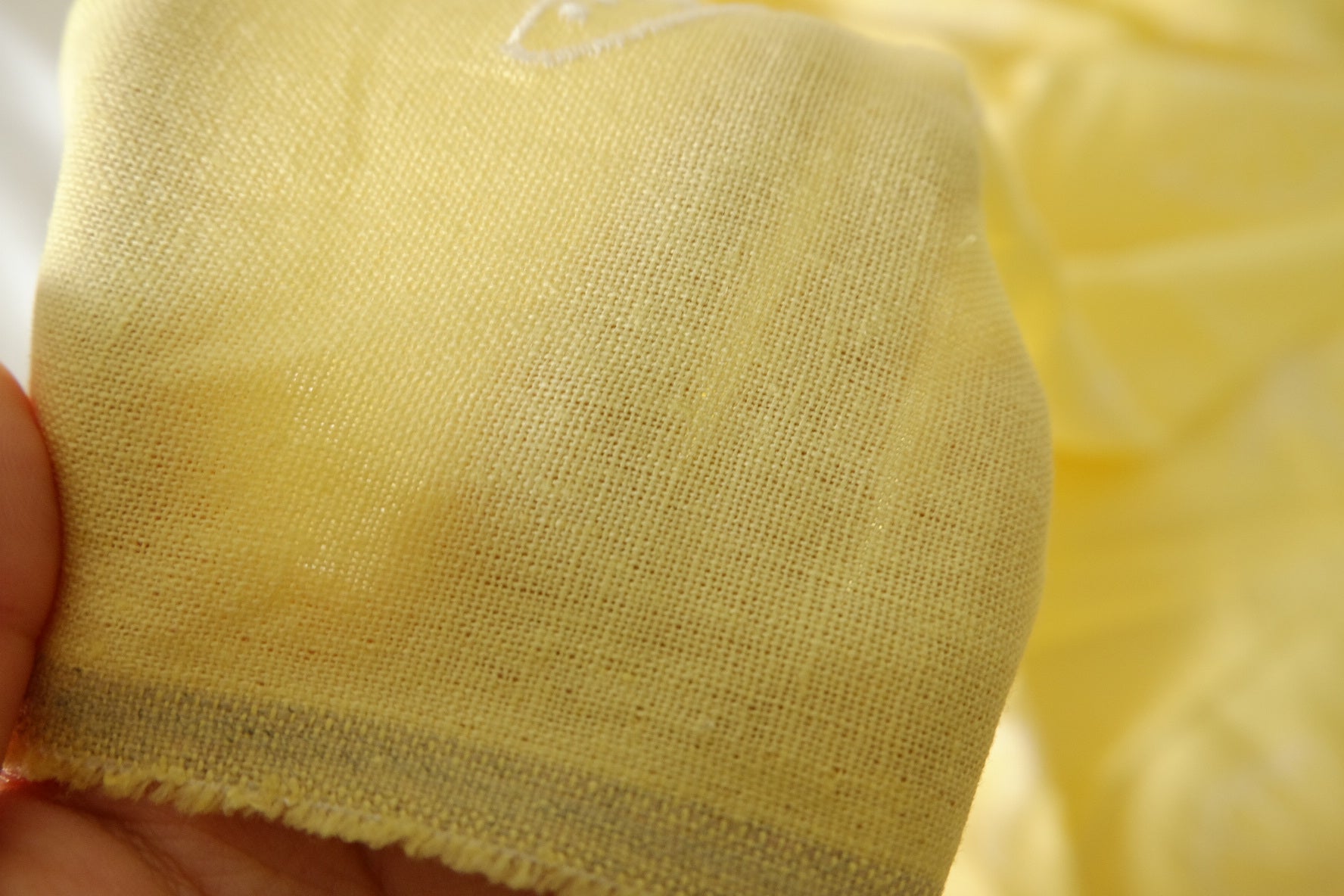 Yellow Ocean Embroidered Tencel Linen Fabric – 2.2 yd