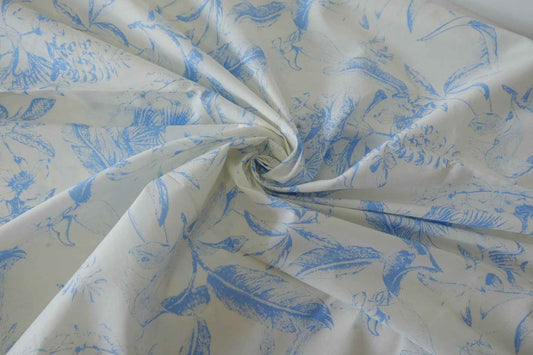 Blue Botanical Cotton Lawn Fabric – 3.8 yd
