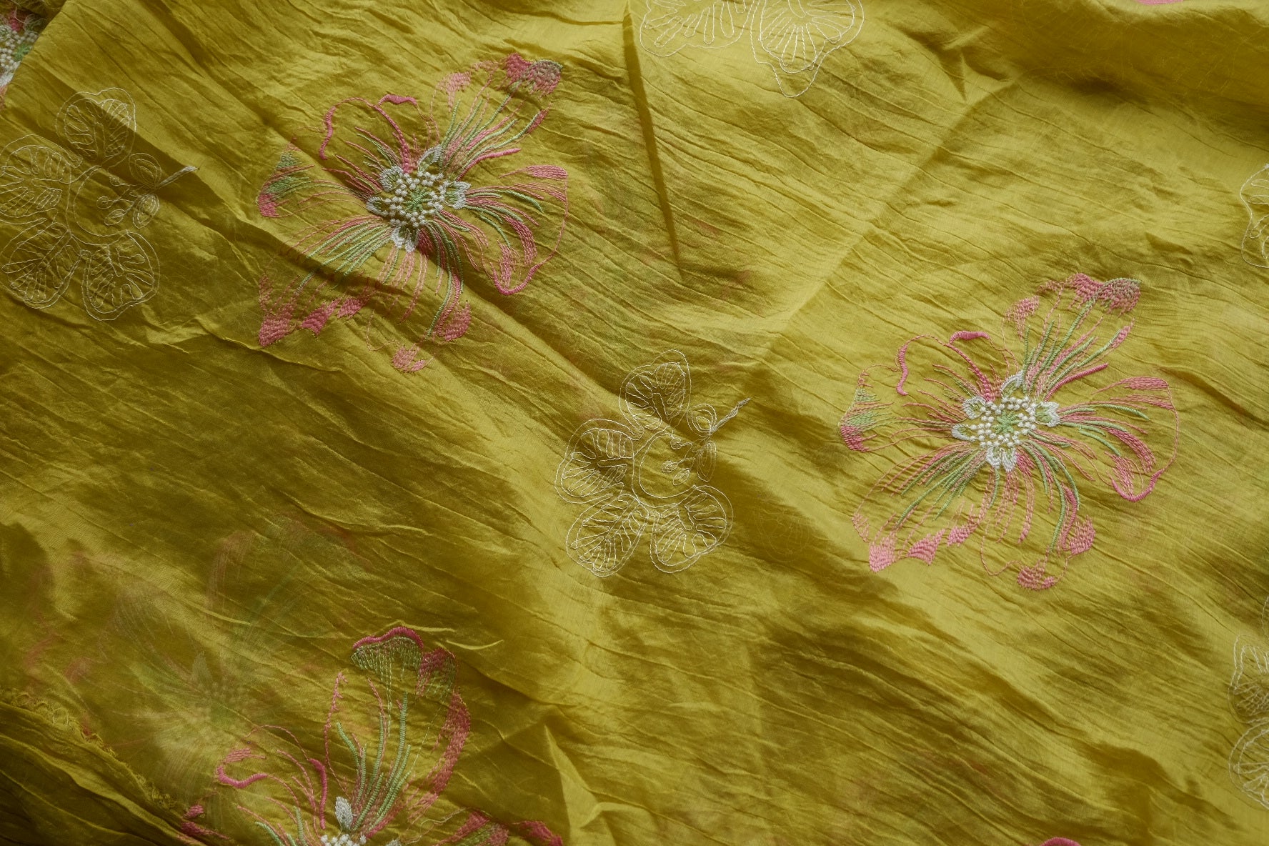 Golden Lime Embroidered Tencel Blend – 2.2 yd