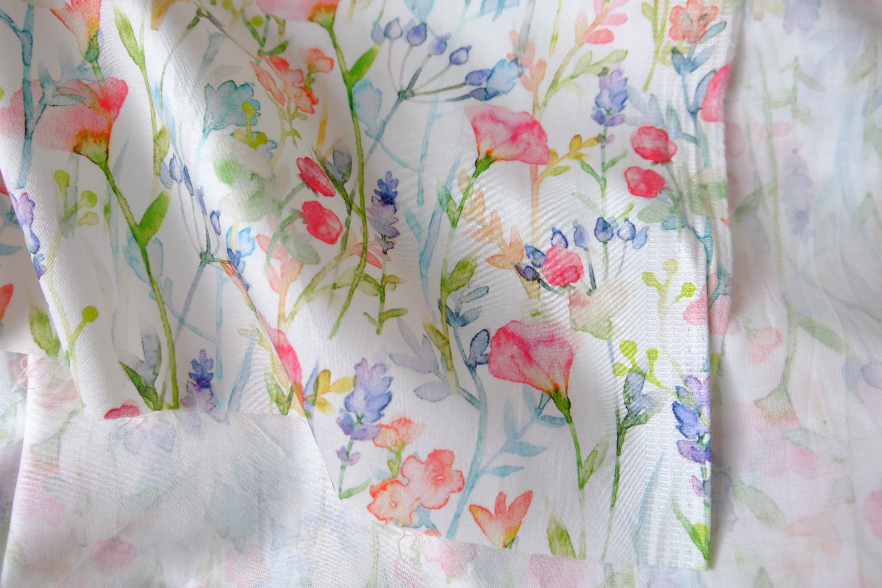 Watercolor Wildflower Silky Stretch Cotton Sateen — 2.19 yd