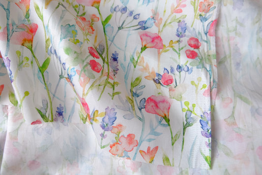 Watercolor Wildflower Silky Stretch Cotton Sateen — 2.19 yd