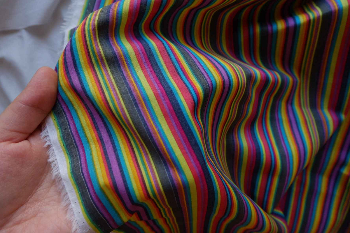 Rainbow Candy Stripe Lightweight Cotton Fabric – 2.19 yd