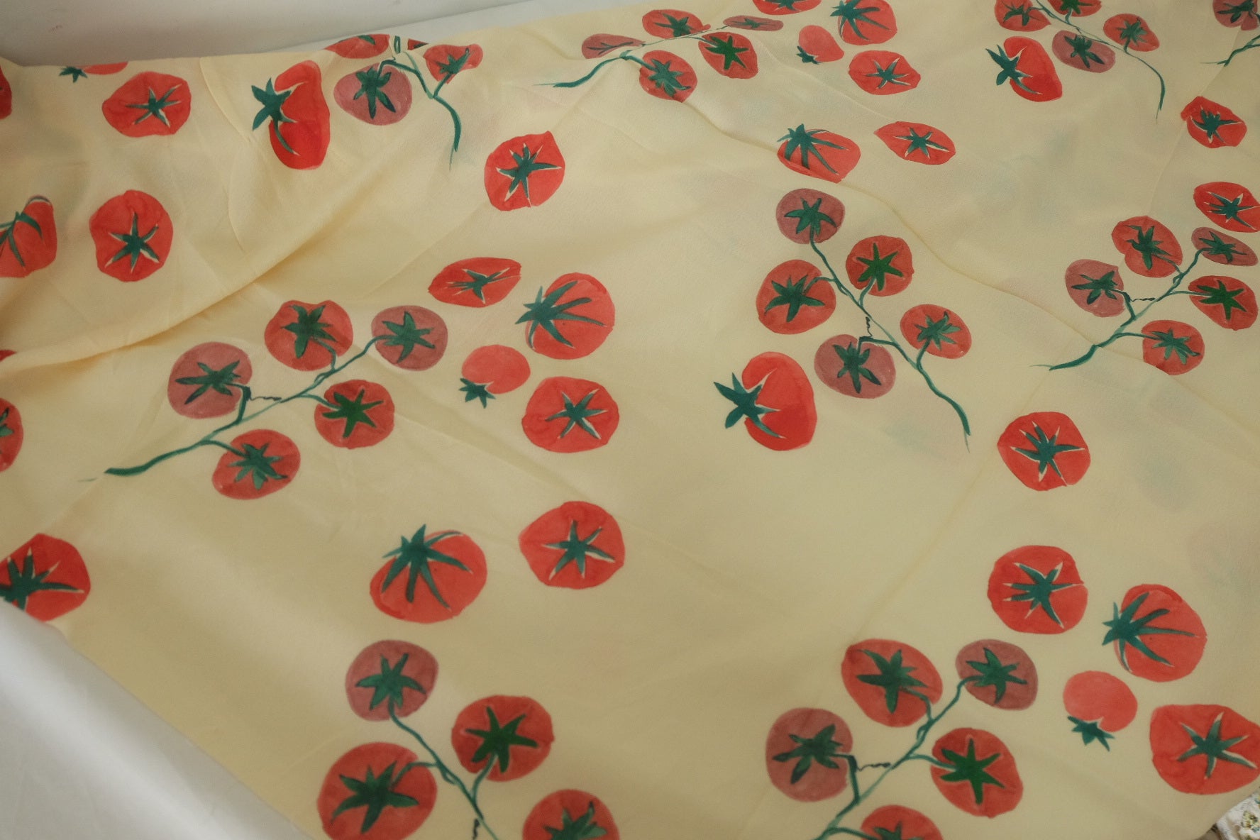 Tomato Vine Print Rayon Fabric – 1.9 yd