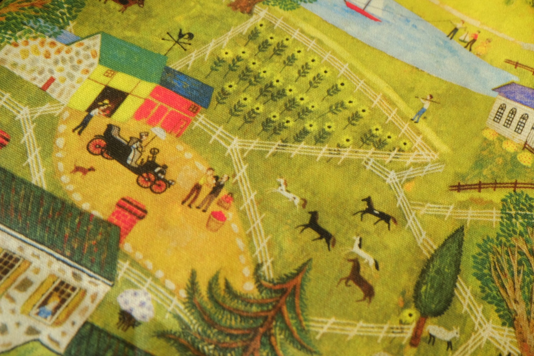 Storybook Country Farm Cotton Canvas Fabric - 1.1 yd