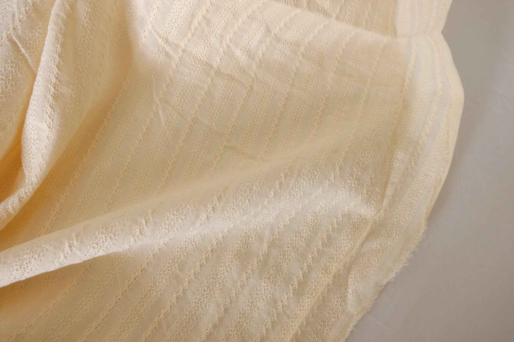 Ivory Cotton Jacquard Textured Fabric – 1.6 yd