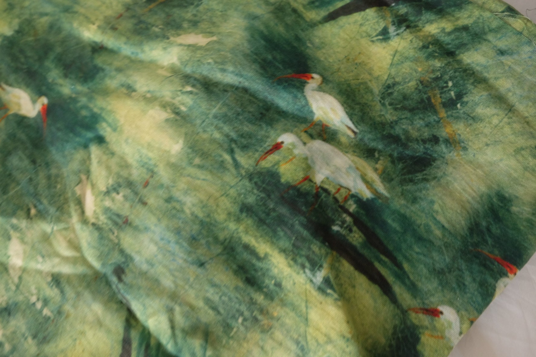 Watercolor Heron Tencel Blend Fabric – 2.2 yd
