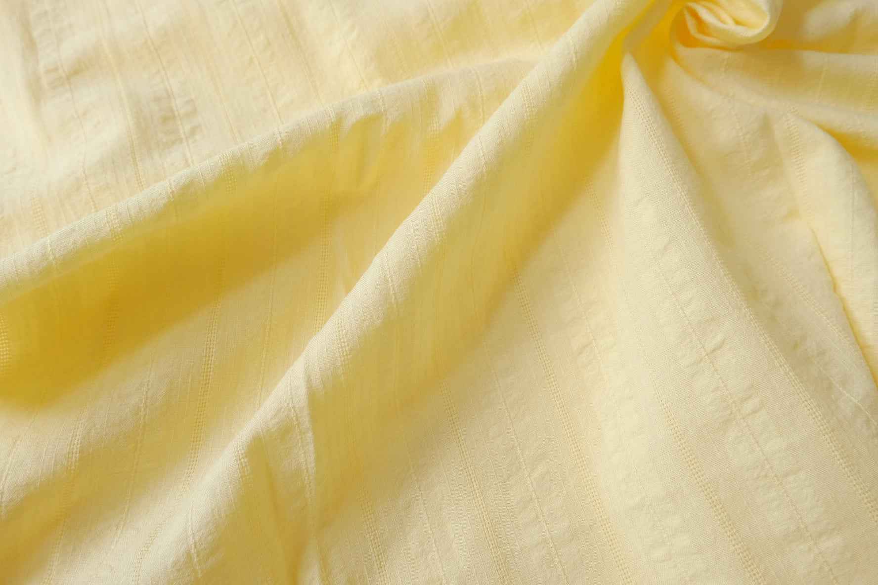 Butter Yellow Cotton Jacquard Stripe Fabric, Soft Summer Weight for Tops, 1.64 Yards