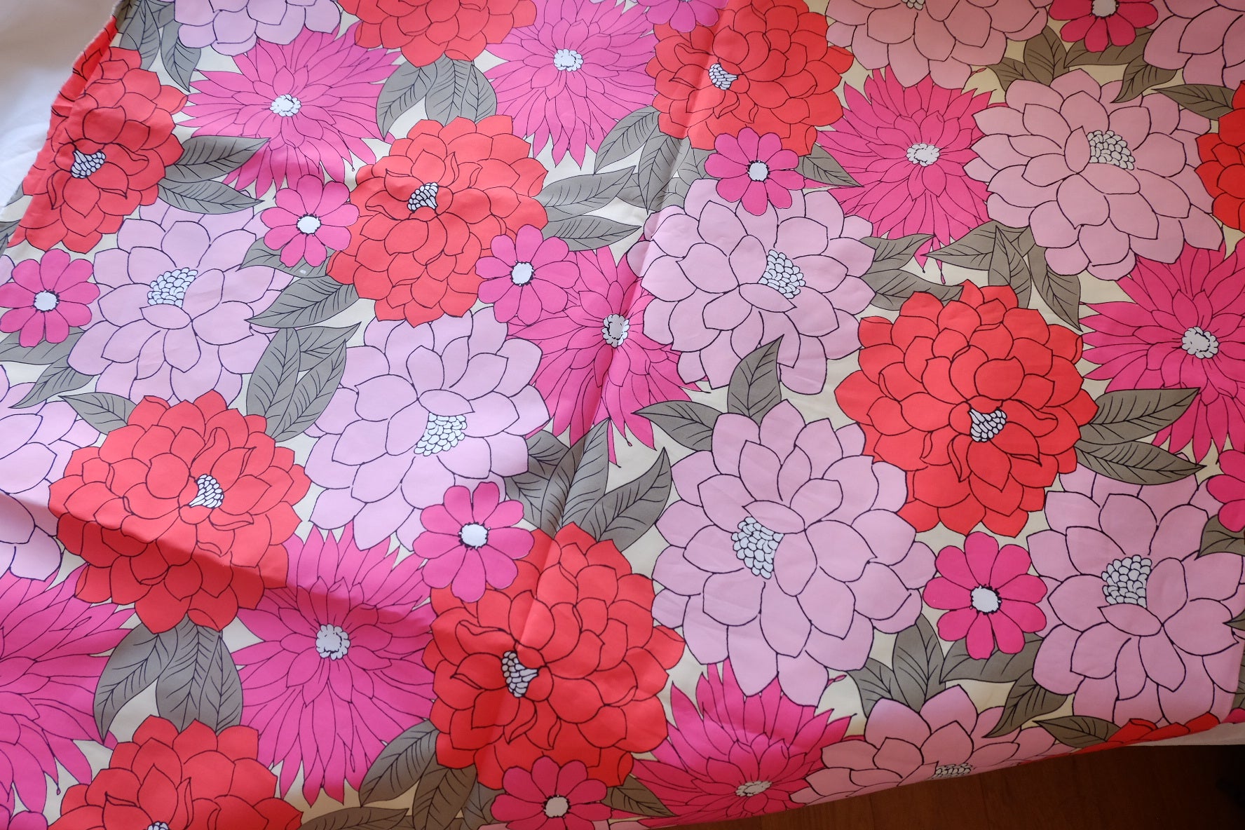 Retro Pink Floral Silky Cotton Poplin – 3.3 yd