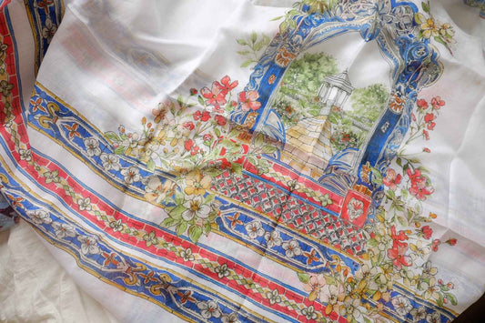 Garden House Printed Linen Panel Fabric - 2.52 yd