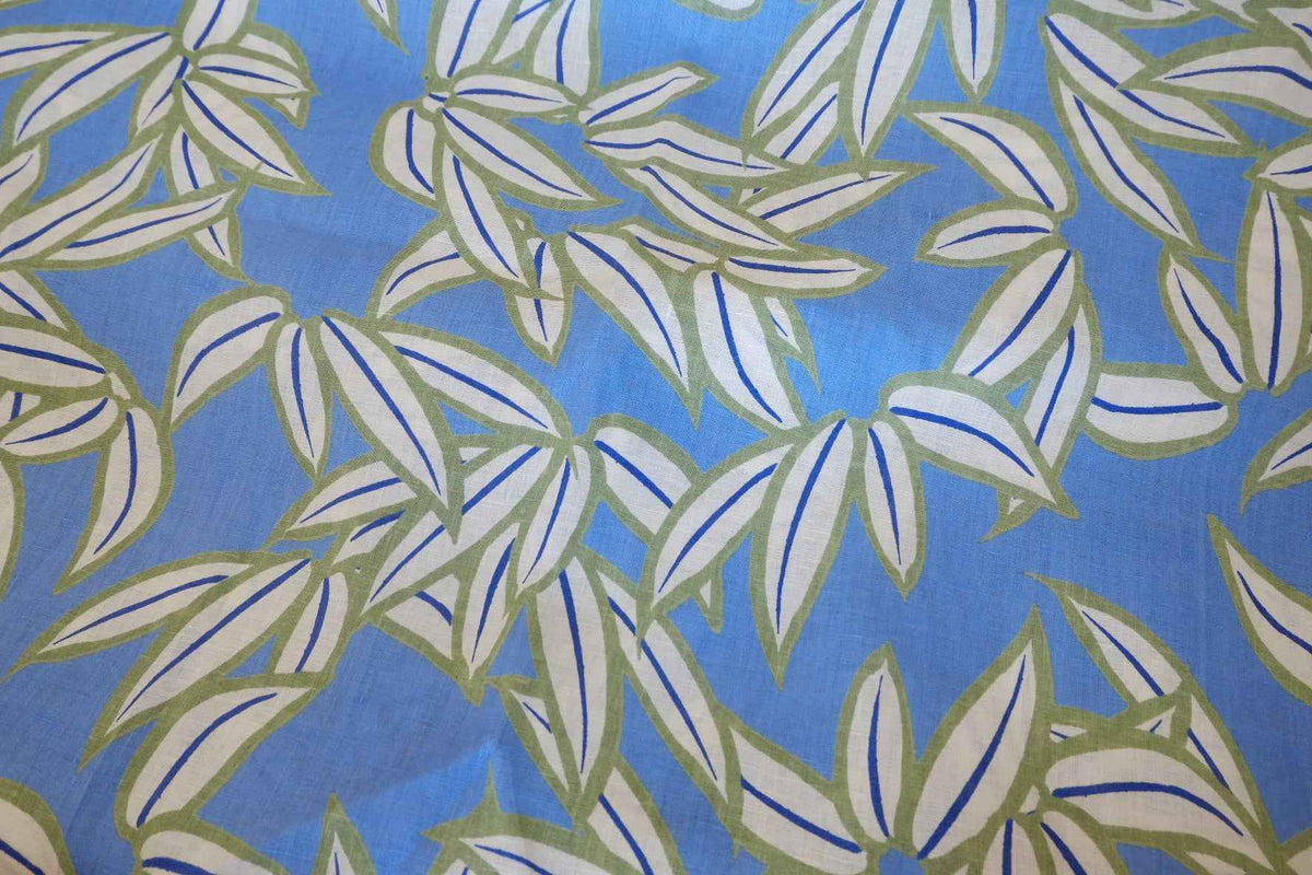 Blue Bamboo Garden Pure Linen Fabric – 2.19 yd
