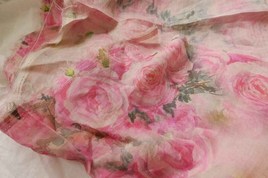 Sheer Pink Rose Lightweight Linen Fabric - 1.75 yd