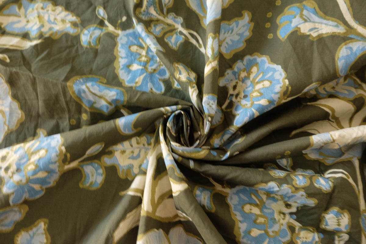 Vintage Blue Poppies Cotton Poplin – 3.3 yd