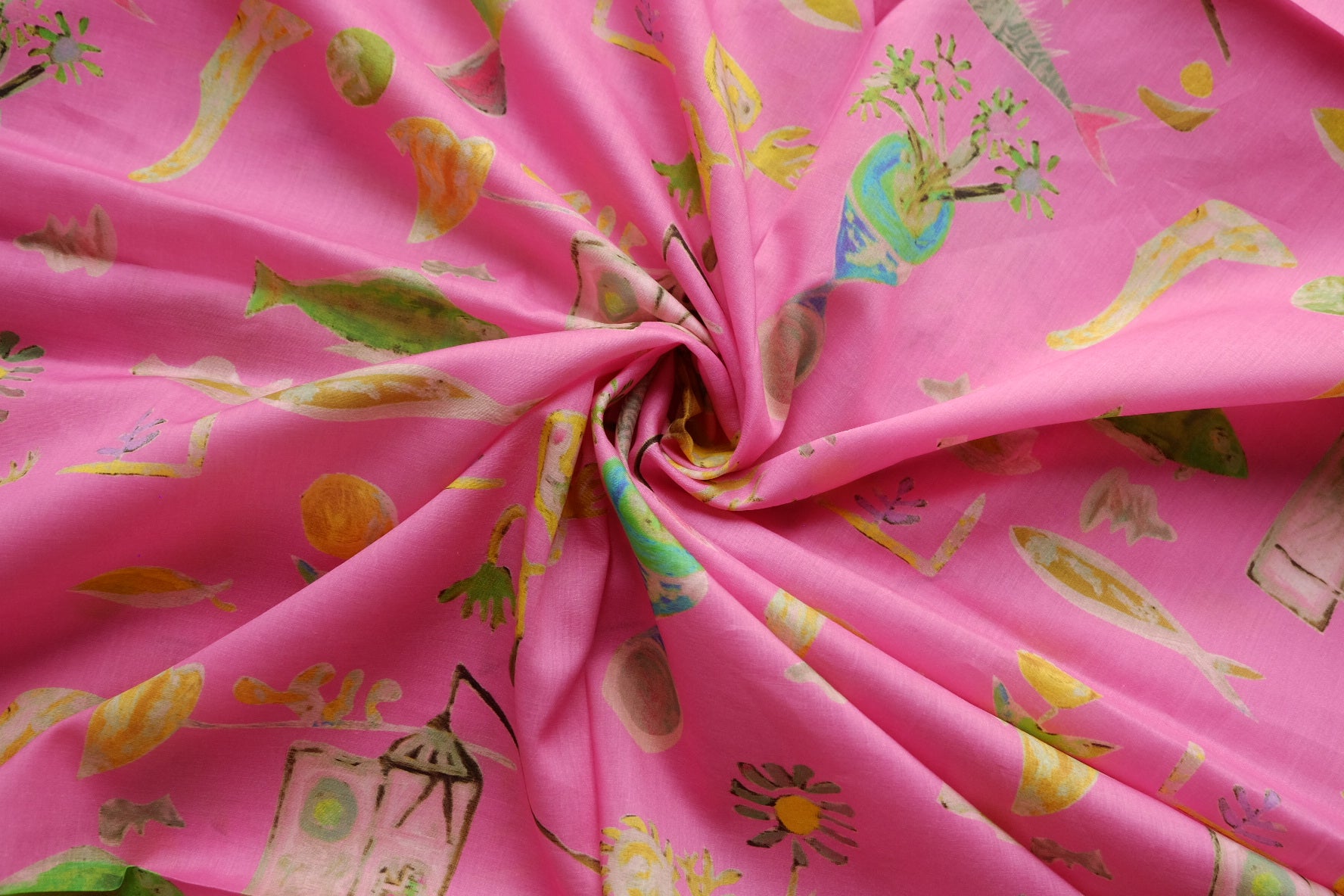 Whimsical Pink Print Cotton Lawn – 2.2 yd