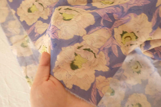 Ultra Lightweight Cotton Lawn Fabric – Vintage Painterly Floral Print-3.3 yards