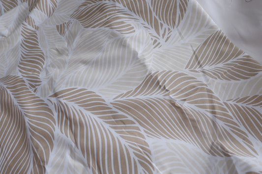 Neutral Leaf Cotton Poplin Fabric - 3.28 yd