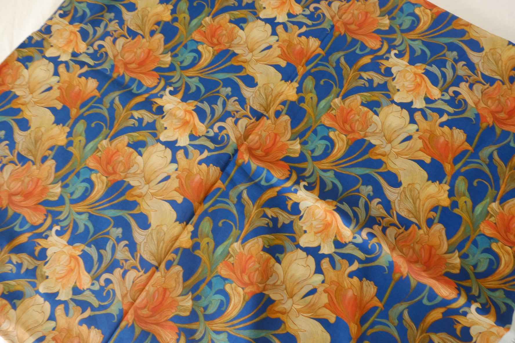 Blue Floral Cotton Voile Fabric – 2.7 yd