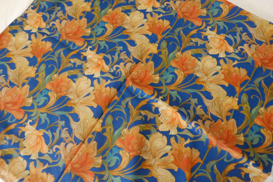 Blue Floral Cotton Voile Fabric – 2.7 yd
