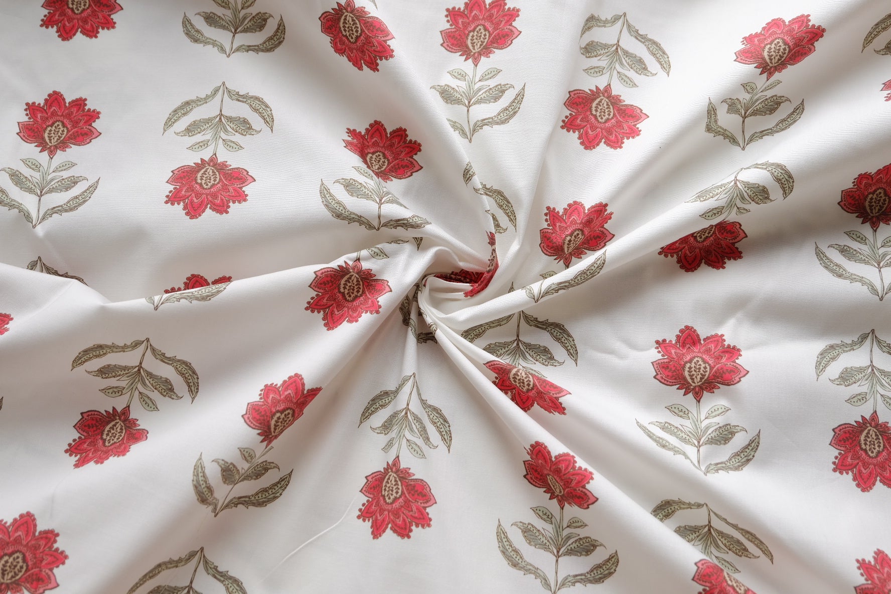 Red Botanical Stretch Cotton Poplin – 2.2 yd
