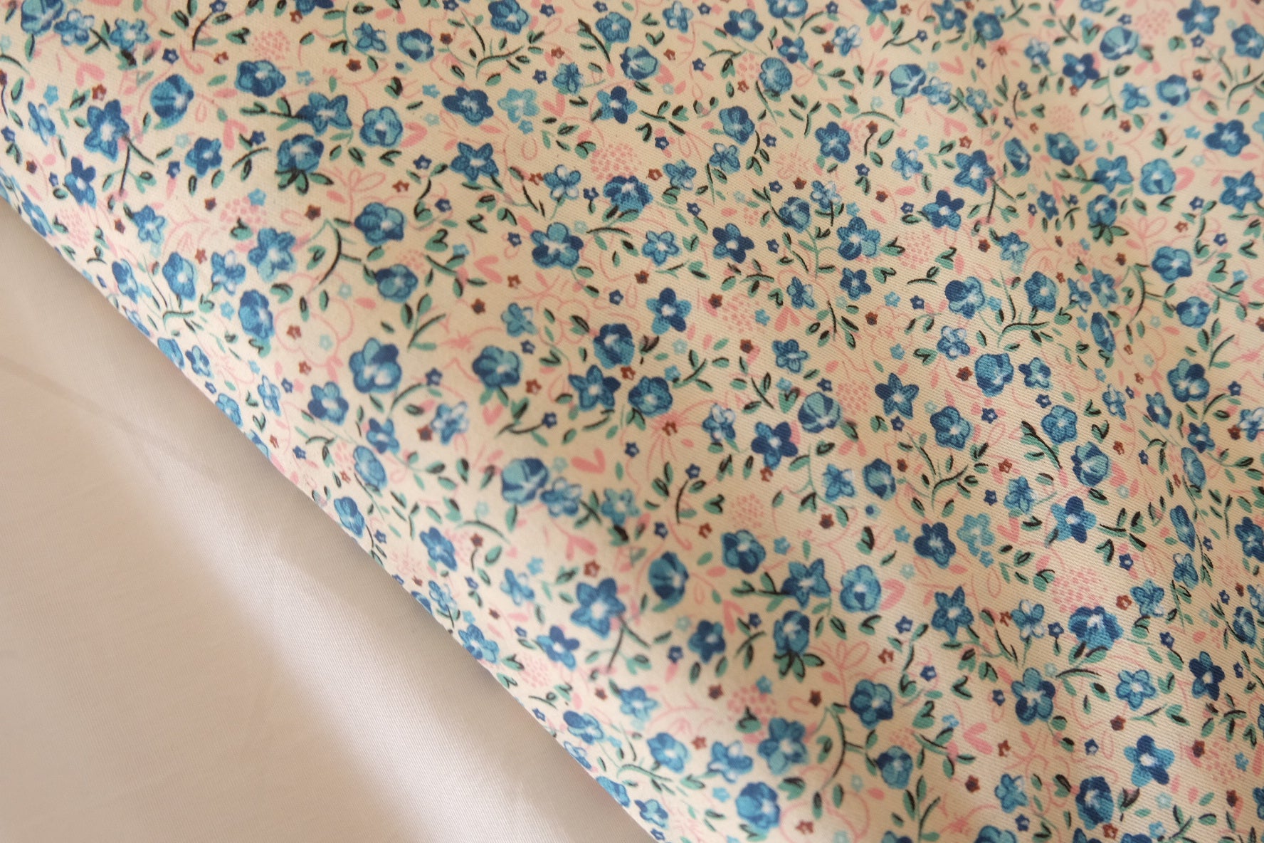 Blue Tiny Floral Cotton Poplin Fabric – 2.2 yd