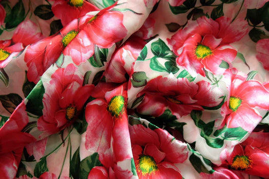 22 Momme Silk Burnout Devoré Fabric – Floral Print | 2 Yards - BUBBO