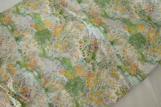 Watercolor Garden Cotton Poplin Fabric – 2.2 yd
