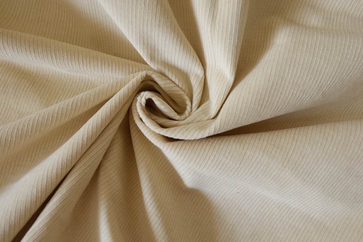 Soft Vanilla Cream Cotton Corduroy Fabric | 2.2 Yards