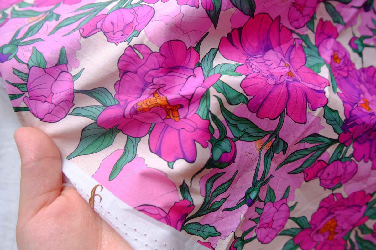 Magenta Peony Cotton Lawn — 2.2 yd