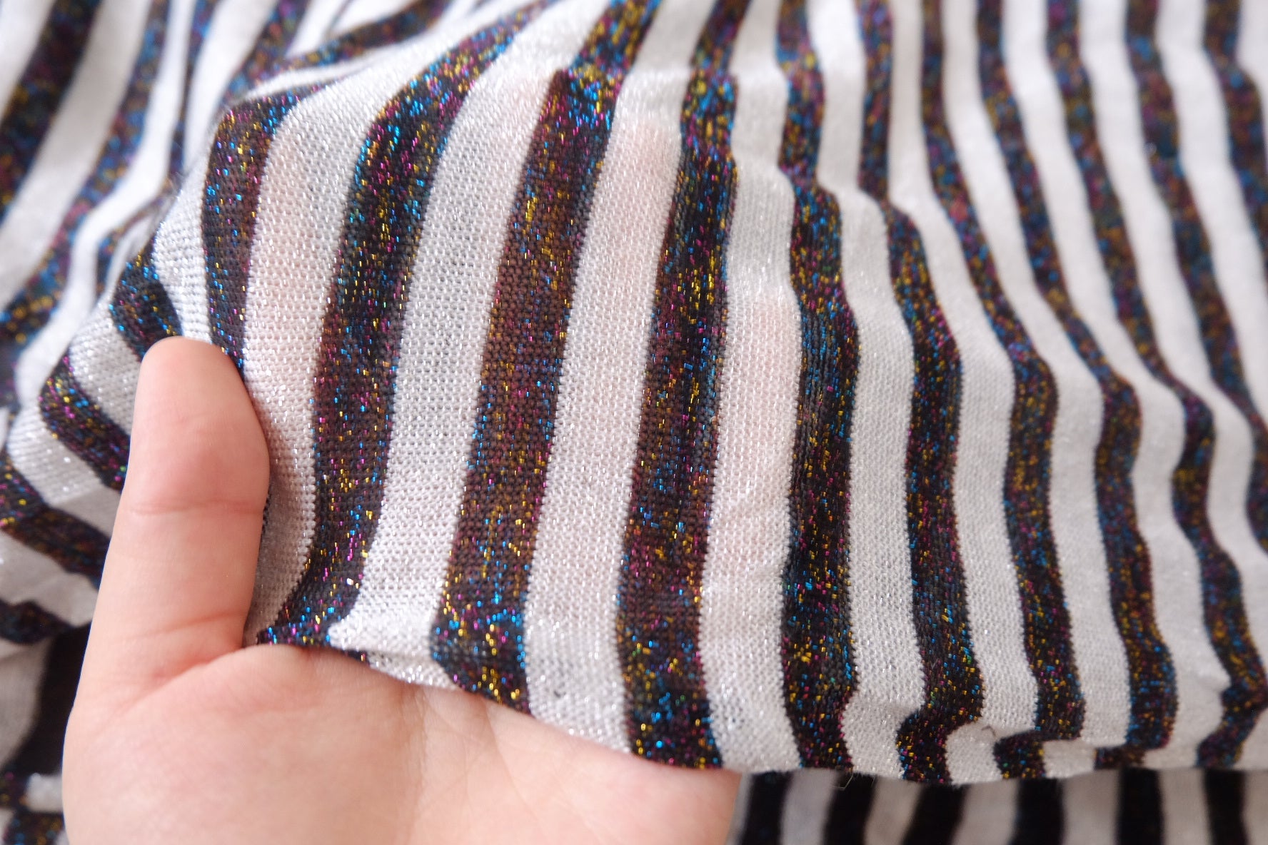 Rainbow Lurex Wave Stripe Knit, 1.6 Yards