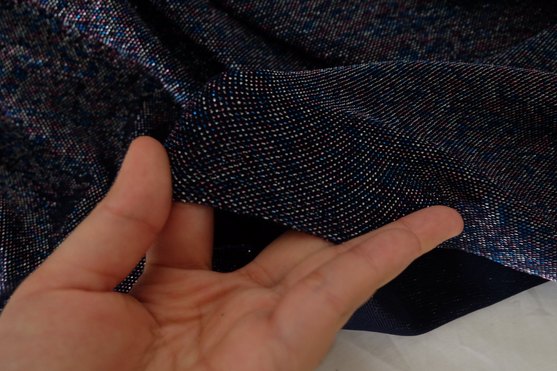 Midnight Shimmer Acetate Knit Fabric – 1.1 yd