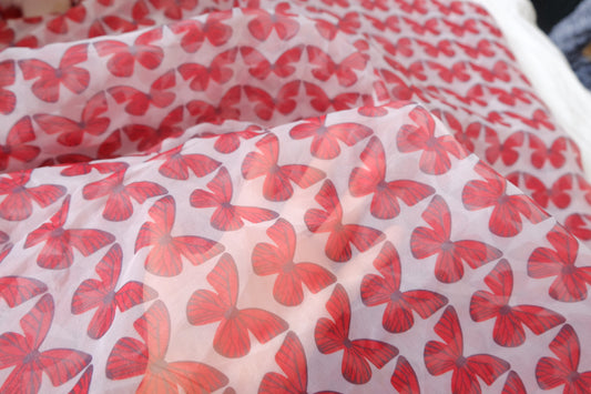 Butterfly Print Organza for Tops and Dresses 3.0 Yards