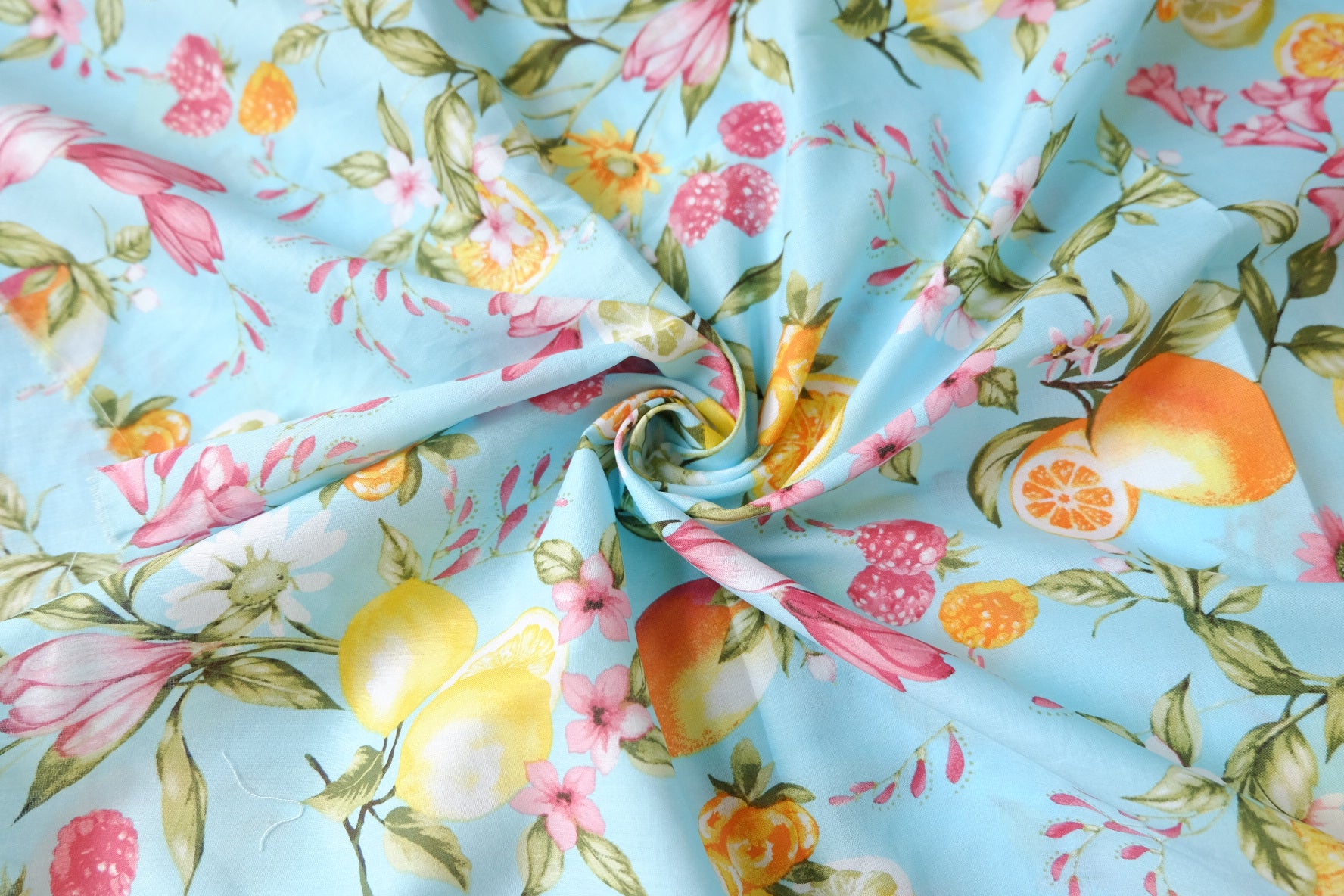 Lemon Garden Cotton Voile Fabric 3.3 Yards