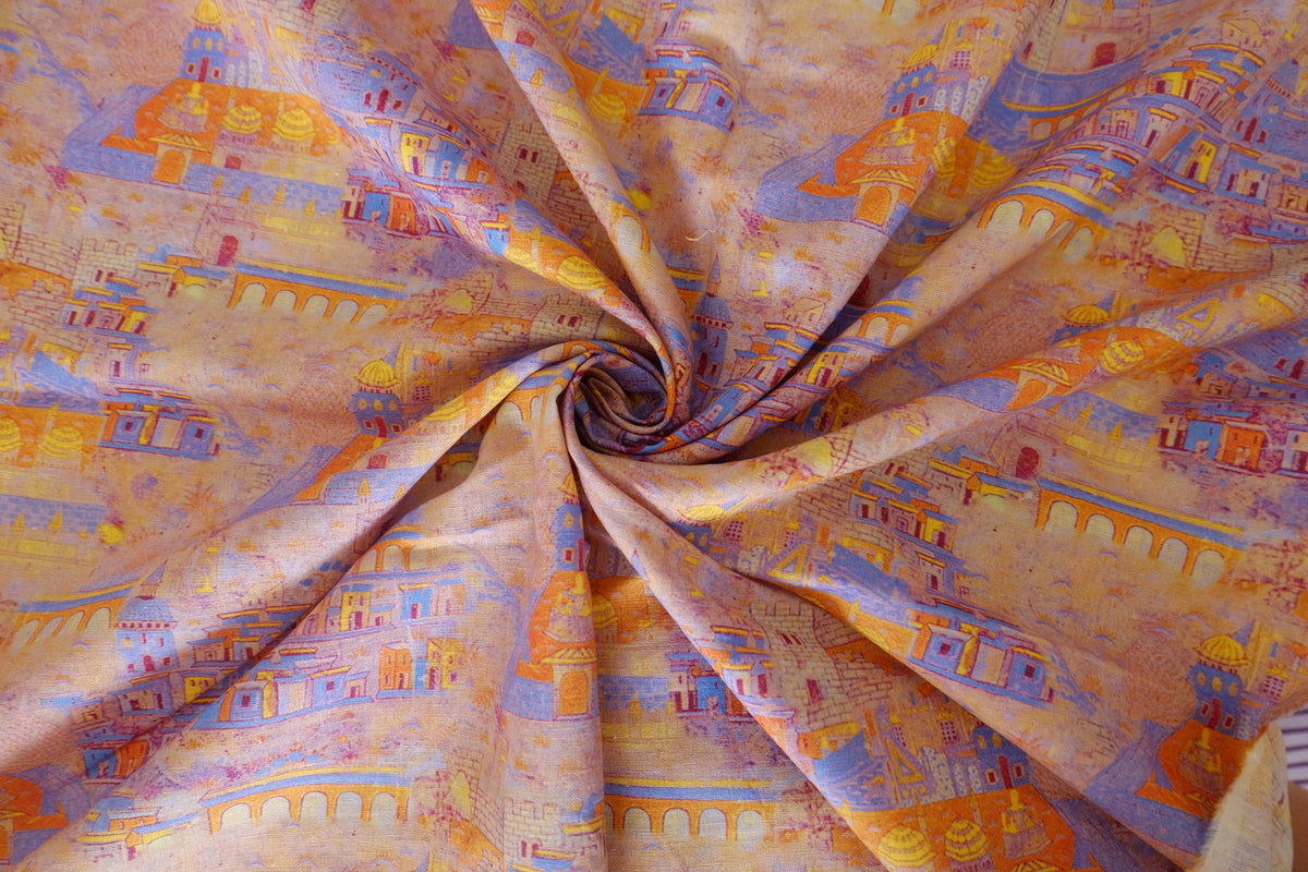 Pastel Cityscape Linen Cotton – 2.2 yd