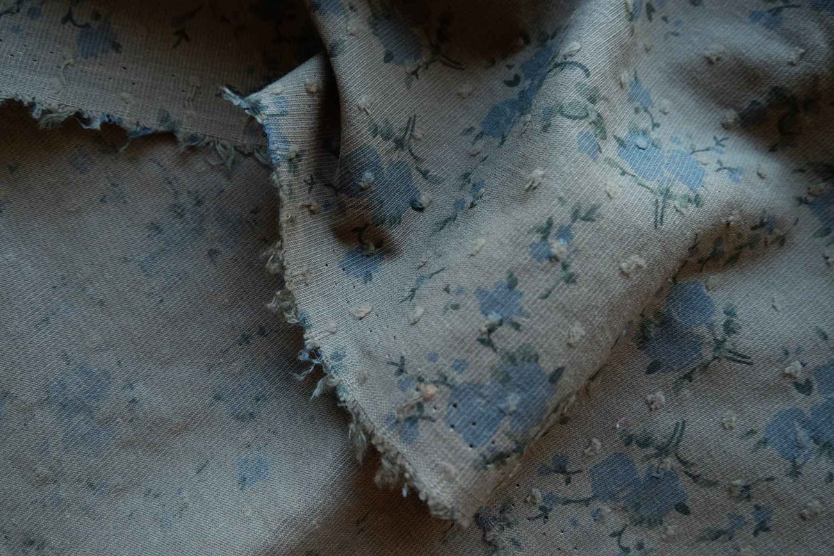 Vintage Blue Floral Textured Cotton Jacquard – 3.28 yd