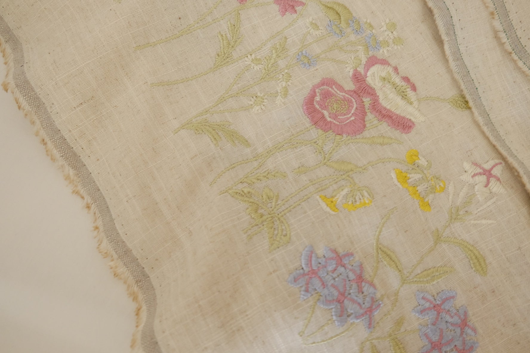 Floral Embroidery Cotton Linen Fabric – 2.2 yd