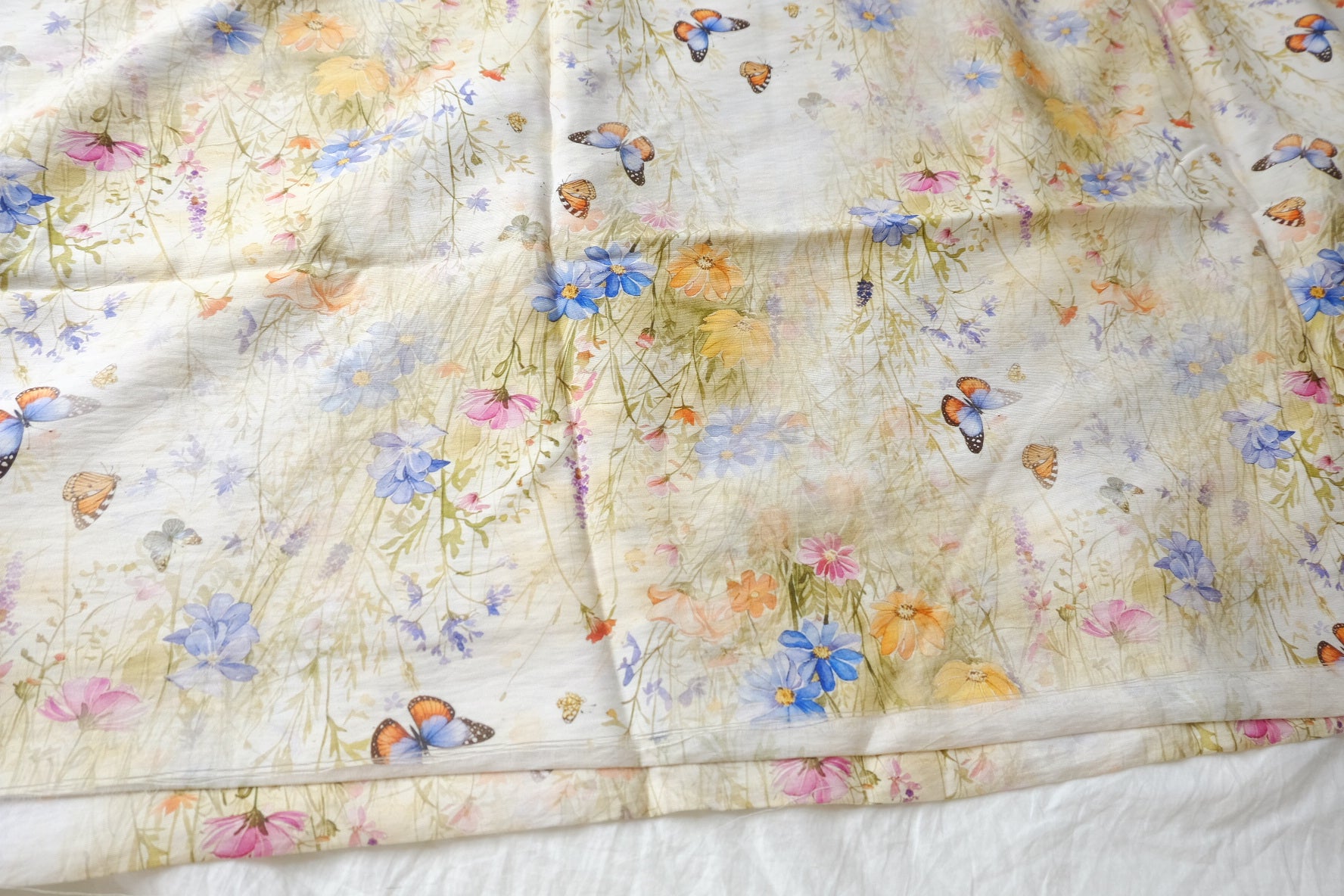 Wildflower Meadow Butterfly Cotton-Nylon Shirting Fabric — 2.19 yd