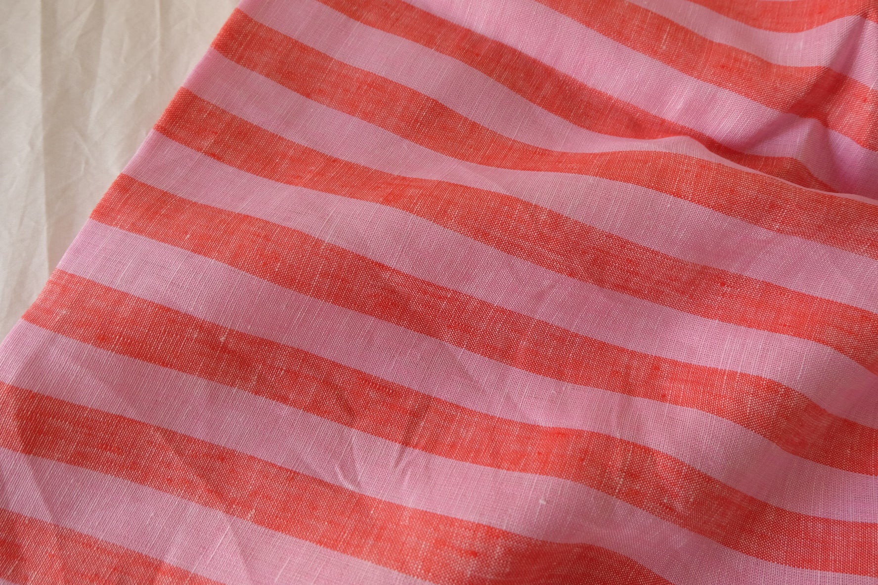 Coral Pink Yarn Dyed Linen Fabric – 2.2 yd