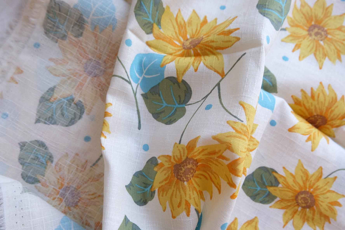 Golden Sunflower Linen Cotton Blend Fabric – 2.19 yd