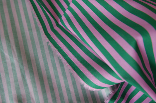 Pink & Green Candy Stripe Cotton Poplin – 2.2 yd / 3.3 yd