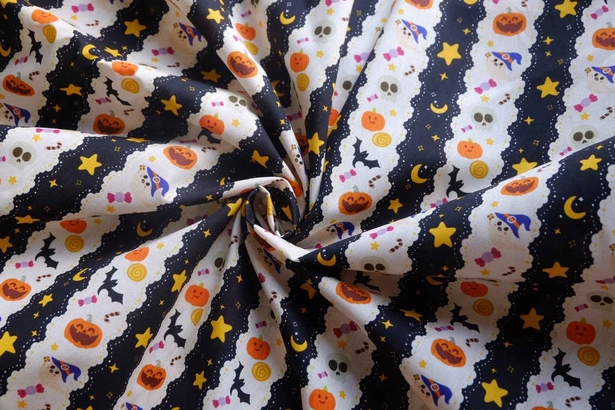 Whimsical Halloween Stripe Cotton – 2.2 yd
