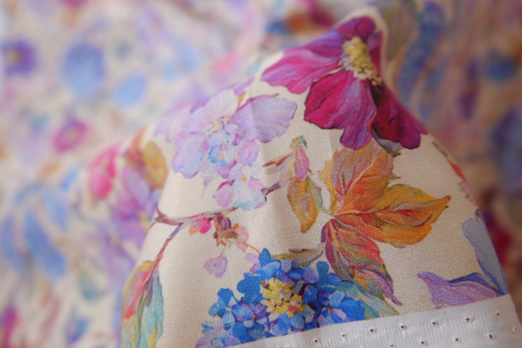 Blue Hydrangea Floral High-Density Cotton Twill (2.4 Yards)