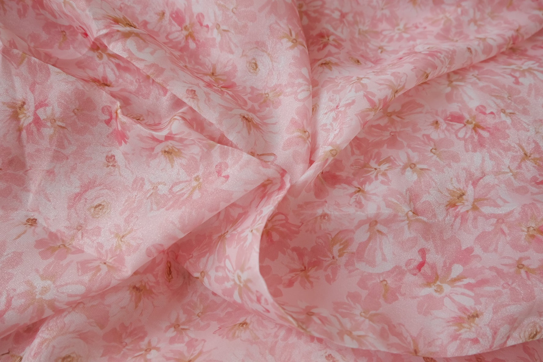 Shimmer Pink Floral Chiffon, 3.28 Yards