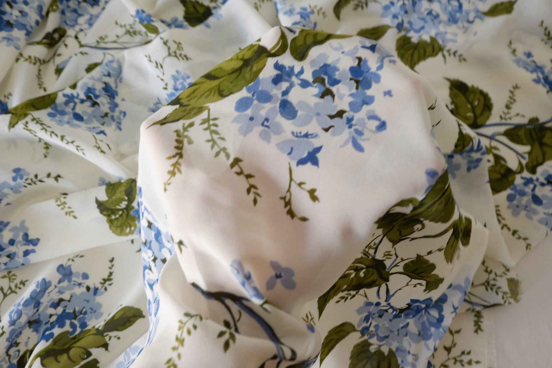 Blue Floral Soft Matte Viscose Fabric – 2.2 / 3.3 yd